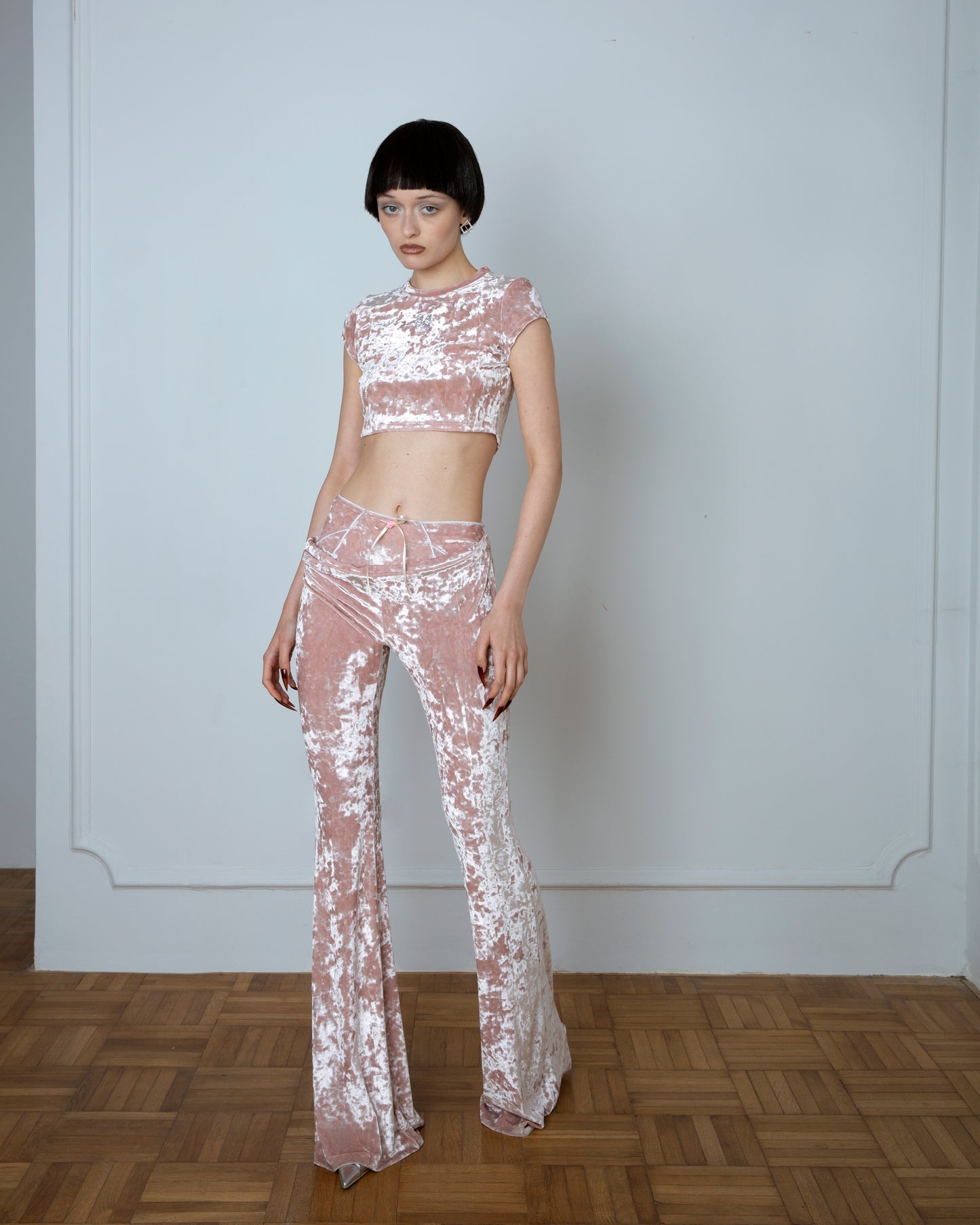 Pink Flared Velvet pants