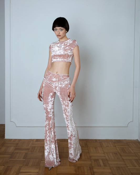 Pink Flared Velvet pants