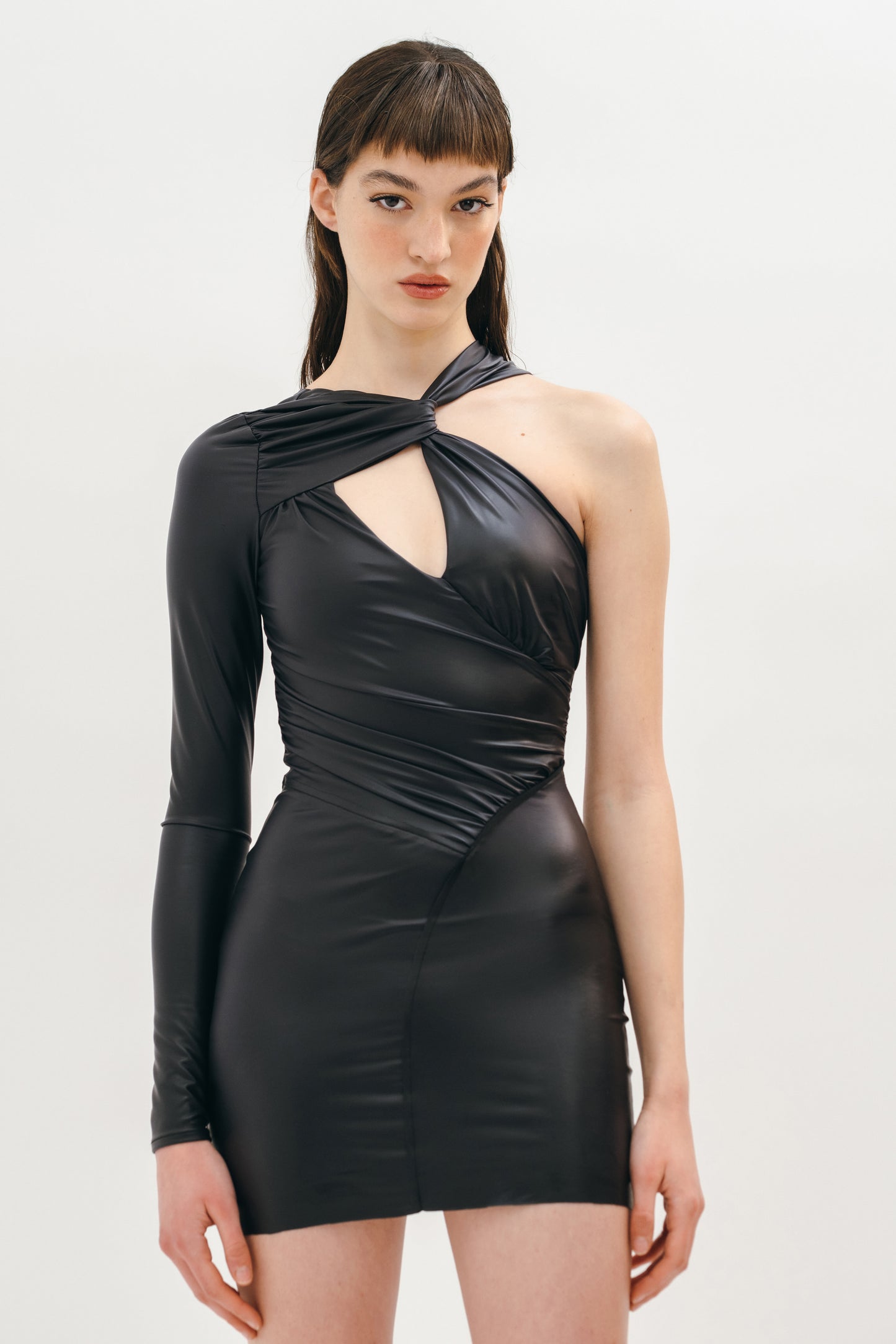 Mini Coated Black Dress